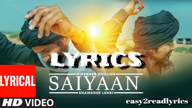 SAIYAAN LYRICS