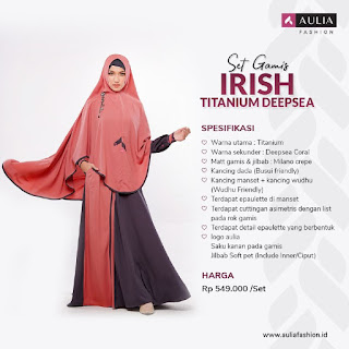 Koleksi Gamis Syari Muslimah Irish Titanium Deep Sea Series Set Syari by AULIA Fashion