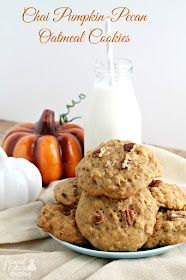 These Chai Pumpkin-Pecan Oatmeal Cookies are soft and thick packed full of creamy pumpkin flavor, warm chai spices, hearty oats, and crunchy pecans.