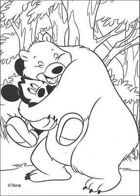 Mickey made a bear hug coloring pages | Cartoon Kids  