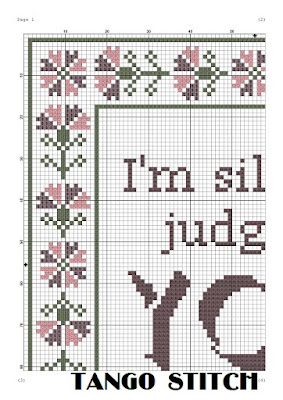 I am silently judging you funny sarcastic cross stitch hand embroidery pattern - Tango Stitch