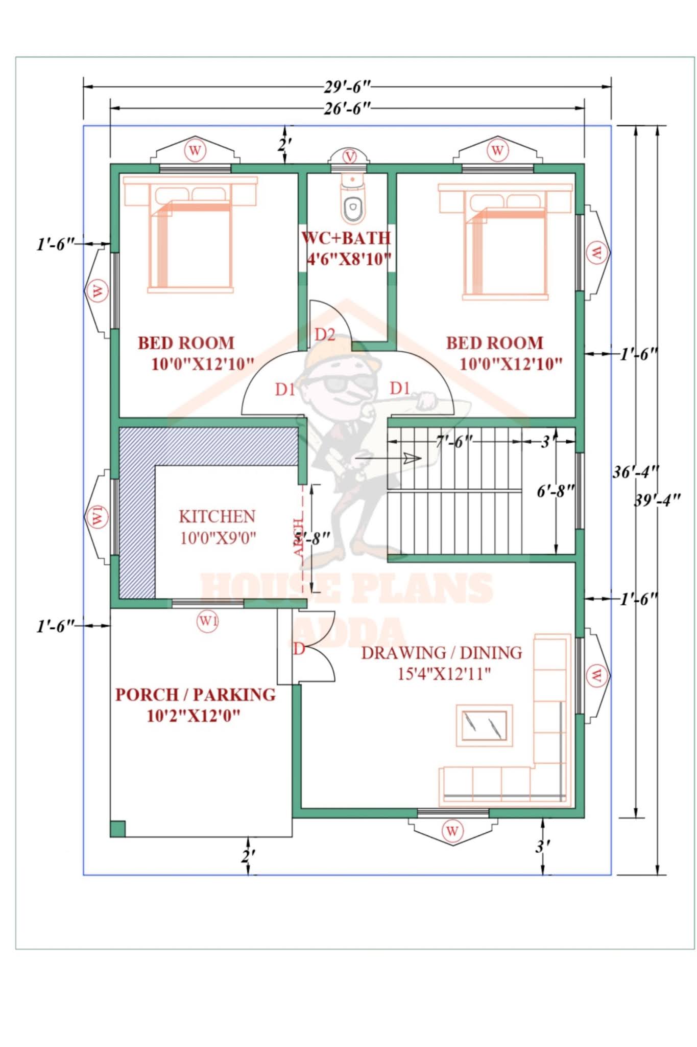 2bhk east face house