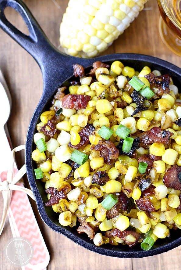 Sweet Corn with Maple-Bourbon Brown Butter and Bacon | Photo Courtesy of Iowa Girl Eats