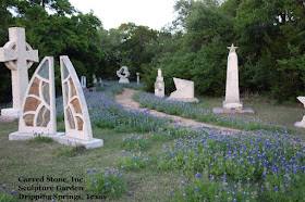 Carved Stone Sculpture Garden Path Hoggatt Family Dripping Springs Texas