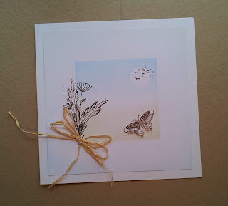 Grasses and butterfly card with raffia bow