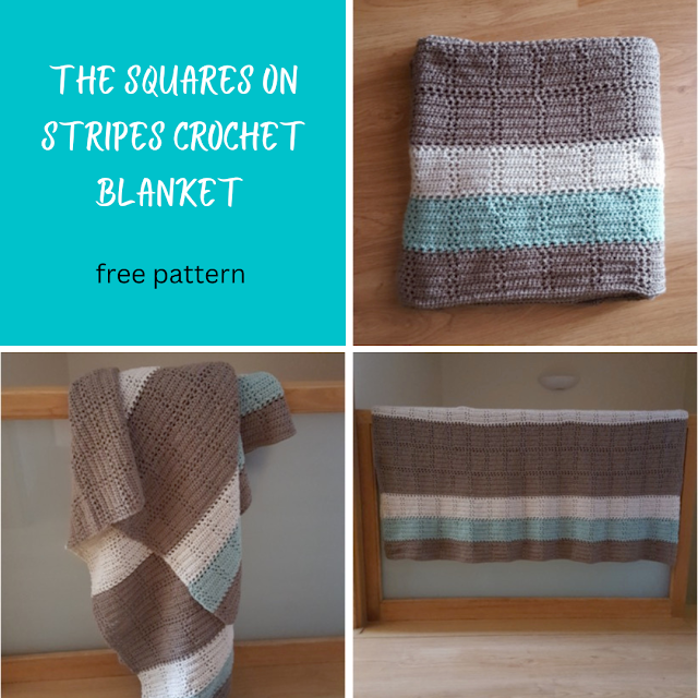 The Squares on Stripes Crochet Blanket - free pattern