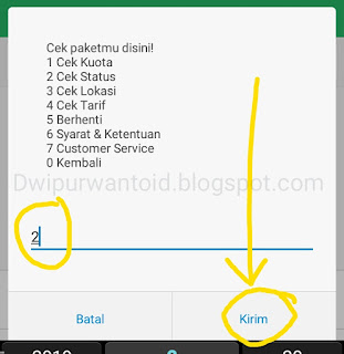 Ketik nomor 2 "Cek Status".