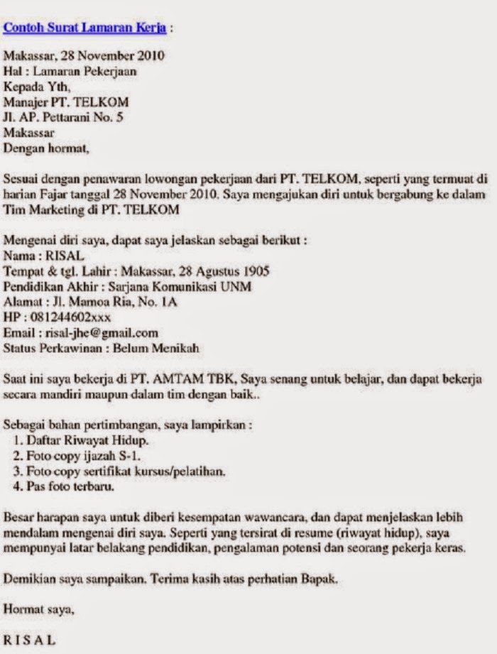 Contoh Surat Lamaran Kerja Jadi Guru Ben Jobs  Service Laptop