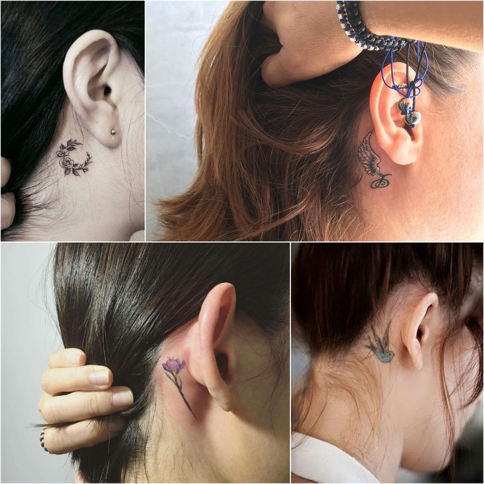 Tatuajes para chicas detrás de la oreja