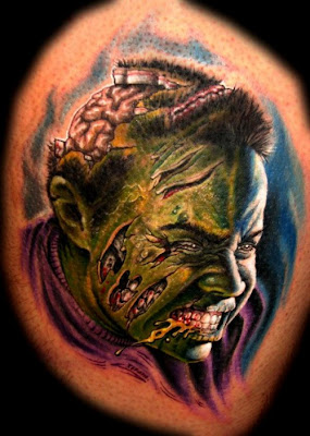 Gruesome Zombie Tattoo Seen On lolpicturegallery.blogspot.com