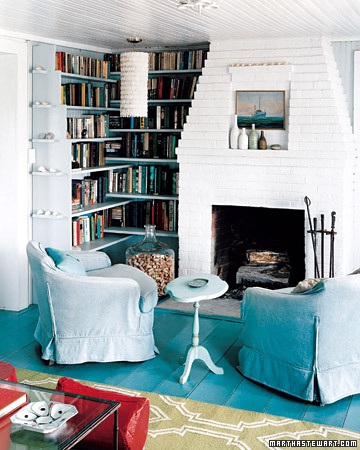 blue painted floor