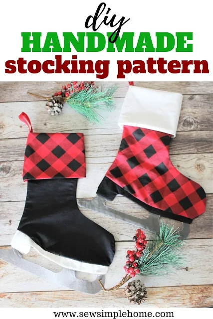 Sew up a fast ice skate stocking with this free Christmas stocking template as a PDF sewing pattern and SVG cut file
