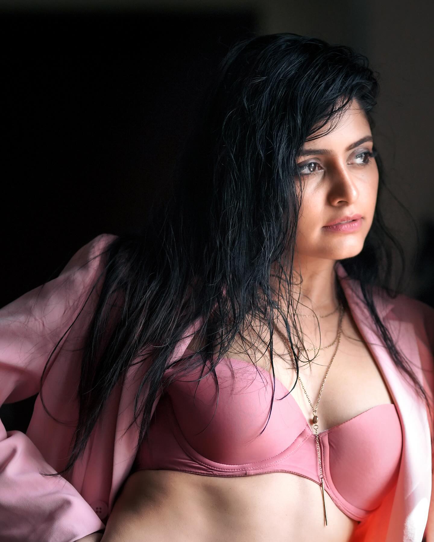 Pragya Nayan Pink Blouse With Boobs Show