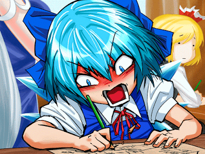 cirno de touhou escribiendo