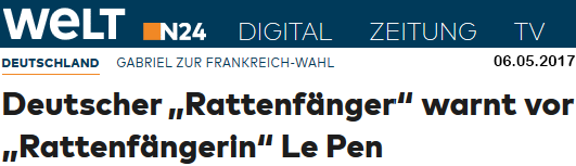 Pöbelsoze Gabriel warnt vor Rattenfängerin