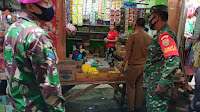 Kodim 0410/KBL Bersama Gugus Tugas Covid19 Kota Bandarlampung Laksanakan Penegakan Disiplin Kesehatan di Pasar Tradisional