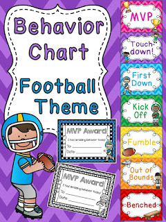 Football behavior chart for sports theme classroom a bunch of other fun behavior clip charts!