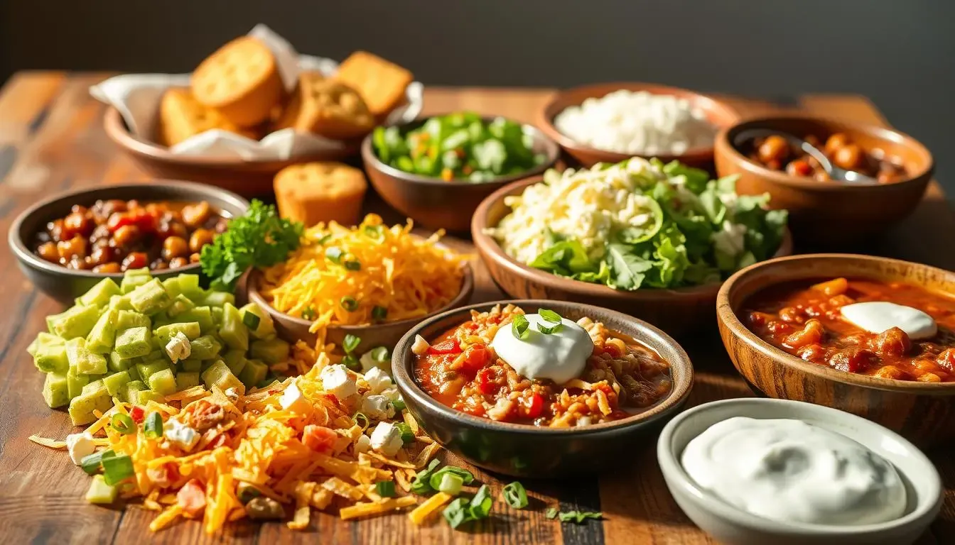 Vegetarian Chili Toppings and Sides