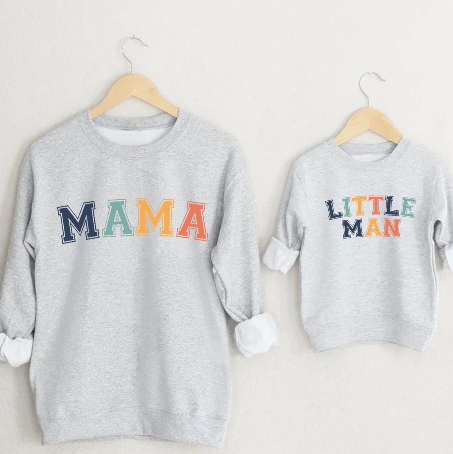 Matching grey sweatshirts from Just4Everyone with Mama and Little Man on