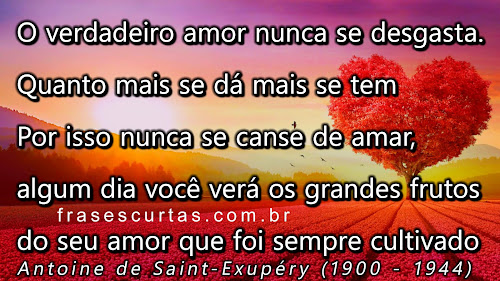 O verdadeiro amor nunca se desgasta. Quanto mais se dá mais se tem