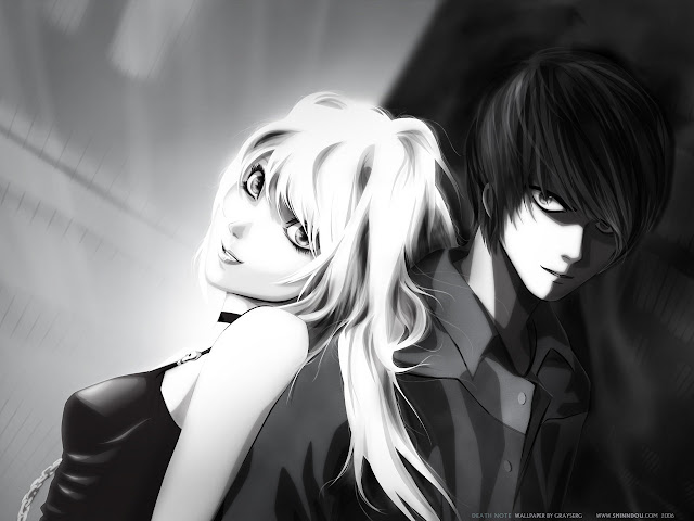   Death Note Misa Light Yagami Black and White couple anime hd wallpaper desktop pc background 0012. 