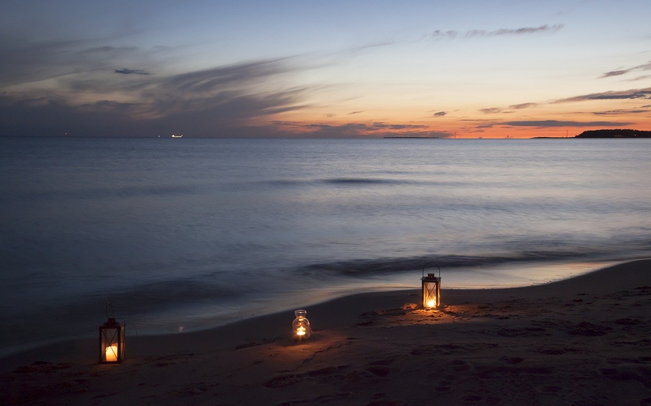 Gambar Pemandangan Pantai Malam  Hari Sunset Yang Indah HD 