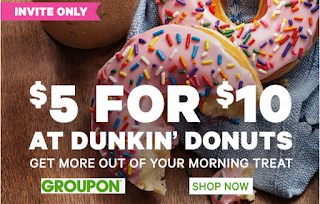 $10 Dunkin Donuts Gift Card For Only $5 - Select Groupon Accounts - HEAVENLY STEALS