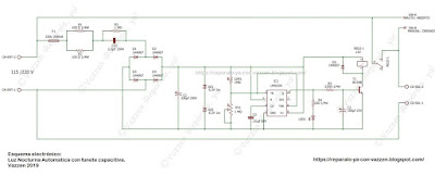 Diagrama electrónico para armar una luz nocturna automática o sensor crepuscular.