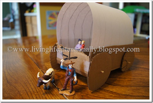 DIY Covered Wagon project for kids - homeschool history westward expansion unit