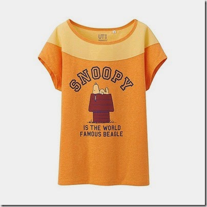 Uniqlo Women Peanuts French Sleeves T-shirt Orange