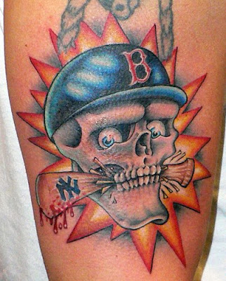 Kristy has the Red Sox socks tattooed on her hip. She has another tattoo;