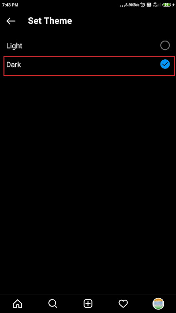enable dark mode on instagram app