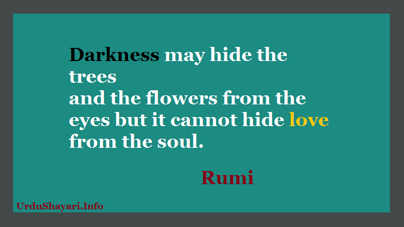 Rumi Quotes on Flowers, Love, Eyes, Trees, Poetry in English, About Soul - Darkness may hide