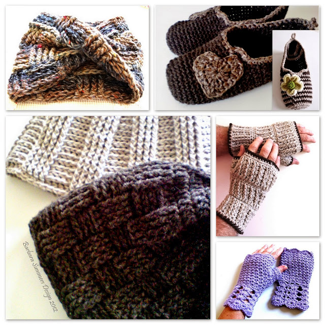 crochet patterns, hats, mittens, slippers, scarf, mobius,