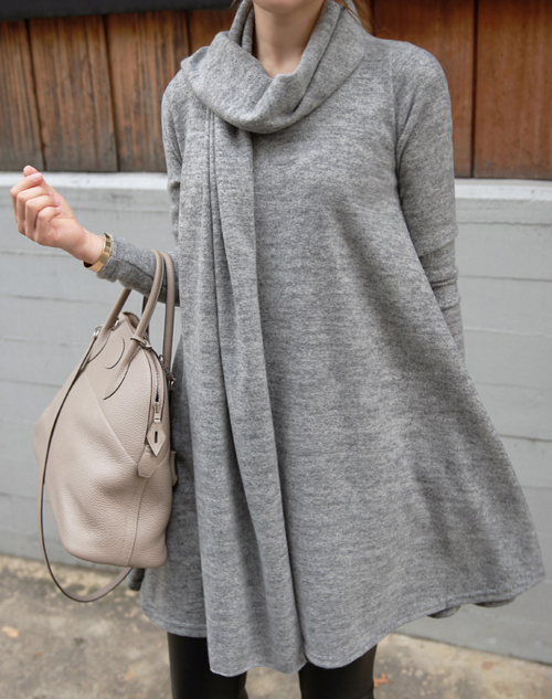  Flared Heathered Dress with Matching Scarf