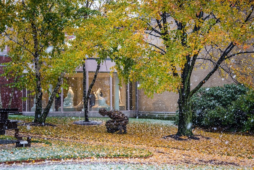 Portland, Maine Museum of Art sculpture garden in snow photo November 2014 photo by Corey Templeton