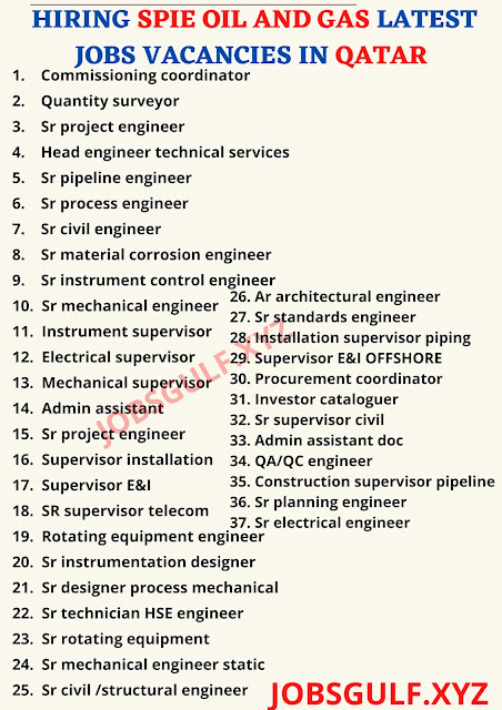 HIRING SPIE OIL AND GAS LATEST JOBS VACANCIES IN QATAR