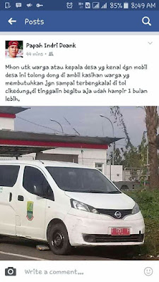 Mobil dinas pemda karawang yang terbengkalai pinggir tol Cikamurang