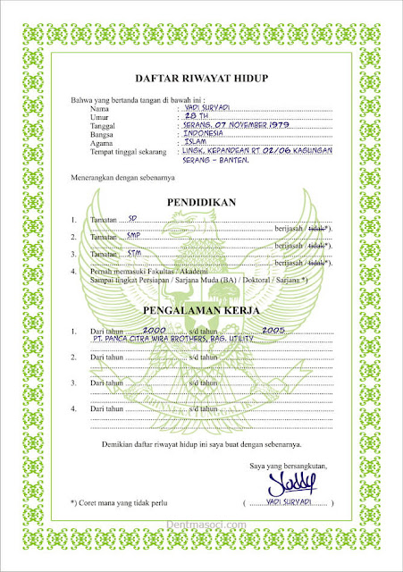 Cara Membuat/Mengisi Daftar Riwayat Hidup (CV) Yang Baik Dan Benar (Tulis Tangan ataupun Print)