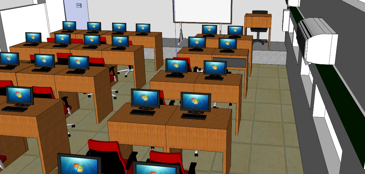 Contoh Desain  Laboratorium  Komputer dengan Sketchup