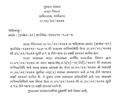 GPF VYAJDAR(Interest Rate): April 2022 to June 2022