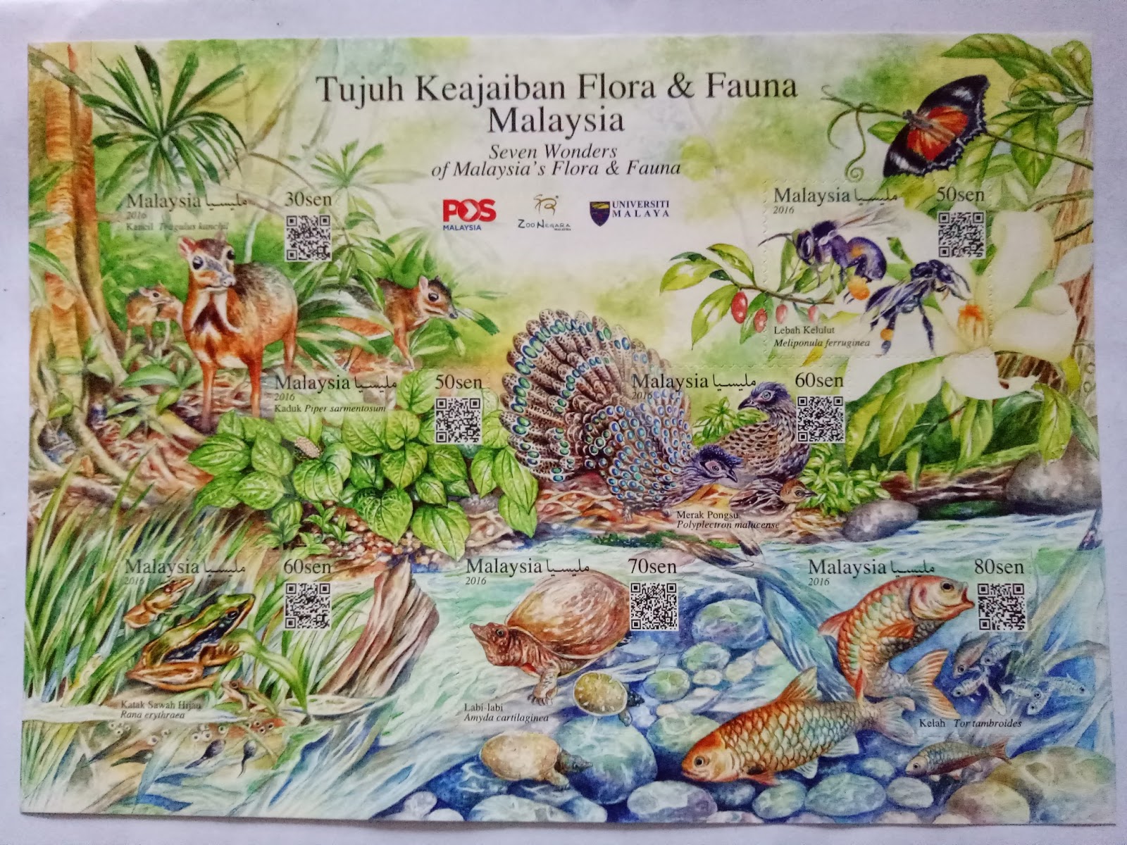 Setem Stamp Tujuh Keajaiban Flora  dan  Fauna 