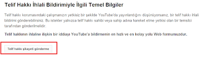 Youtube Telif Hakkı Bildirimi 