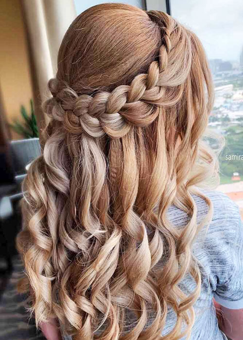 Peinados semirecogidos con trenzas : corona