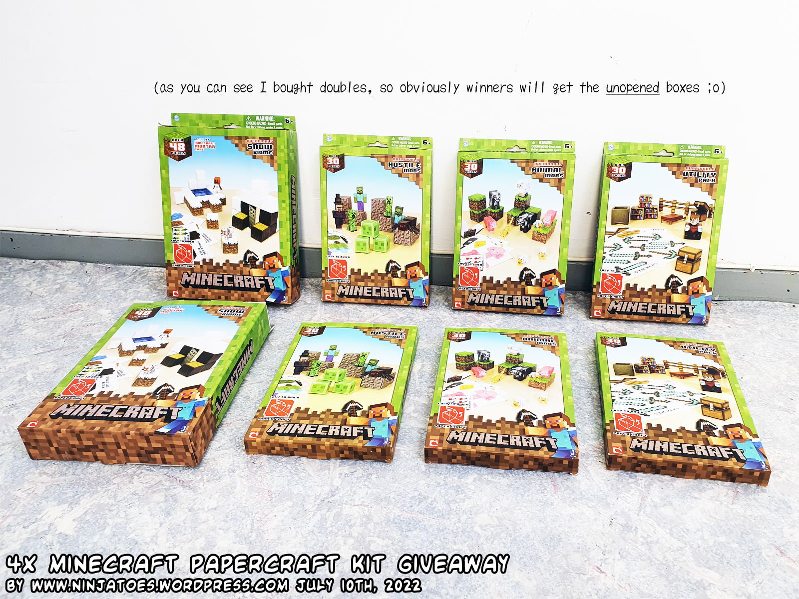 Ninjatoes' papercraft weblog: The Papercraft Minecraft Kit Giveaway Winners!