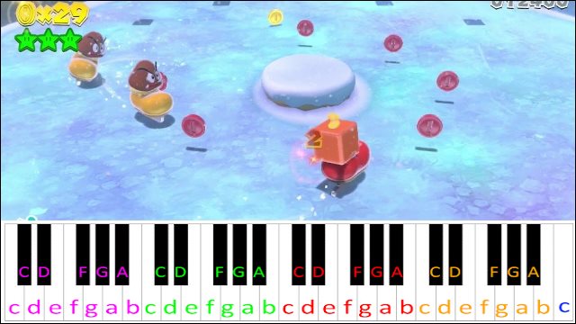 Snowball Park (Super Mario 3D World) Piano / Keyboard Easy Letter Notes for Beginners