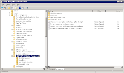 MBAM client Group Policy settings