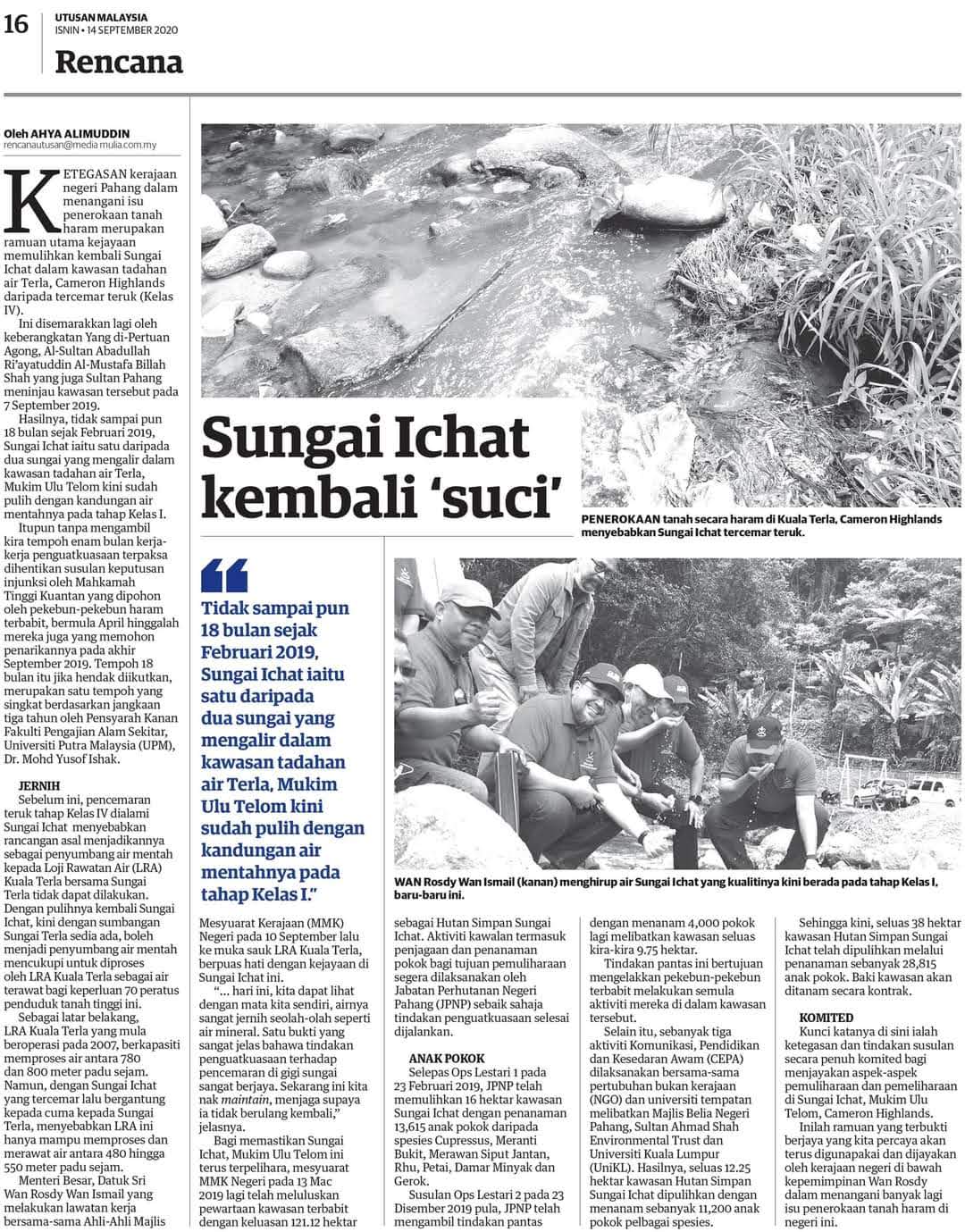 Muka Surat Akhbar Tentang Pencemaran Sungai