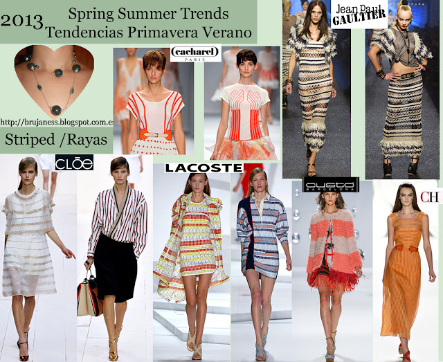 Clóe, lacoste cacharel vestido rayas camisa blusa abrigo tribal azul naranja verticales horizontales cinturón combinación estampados naranja carolina herrera custo barcelona jean paul gaultier coat striped dress shirt blouse blue tribal belt combination horizontal vertical orange orange prints