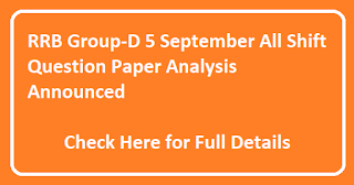 RRB Group-D 5 September All Shift Question Paper Analysis Announced